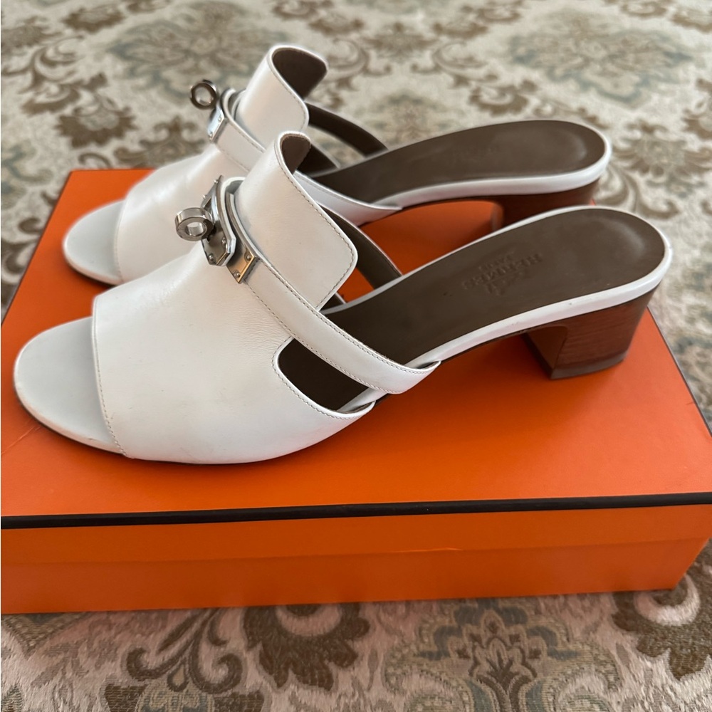 Hermès Candy Sandal Slip-On Mules with with Palladium Hardware Buckle